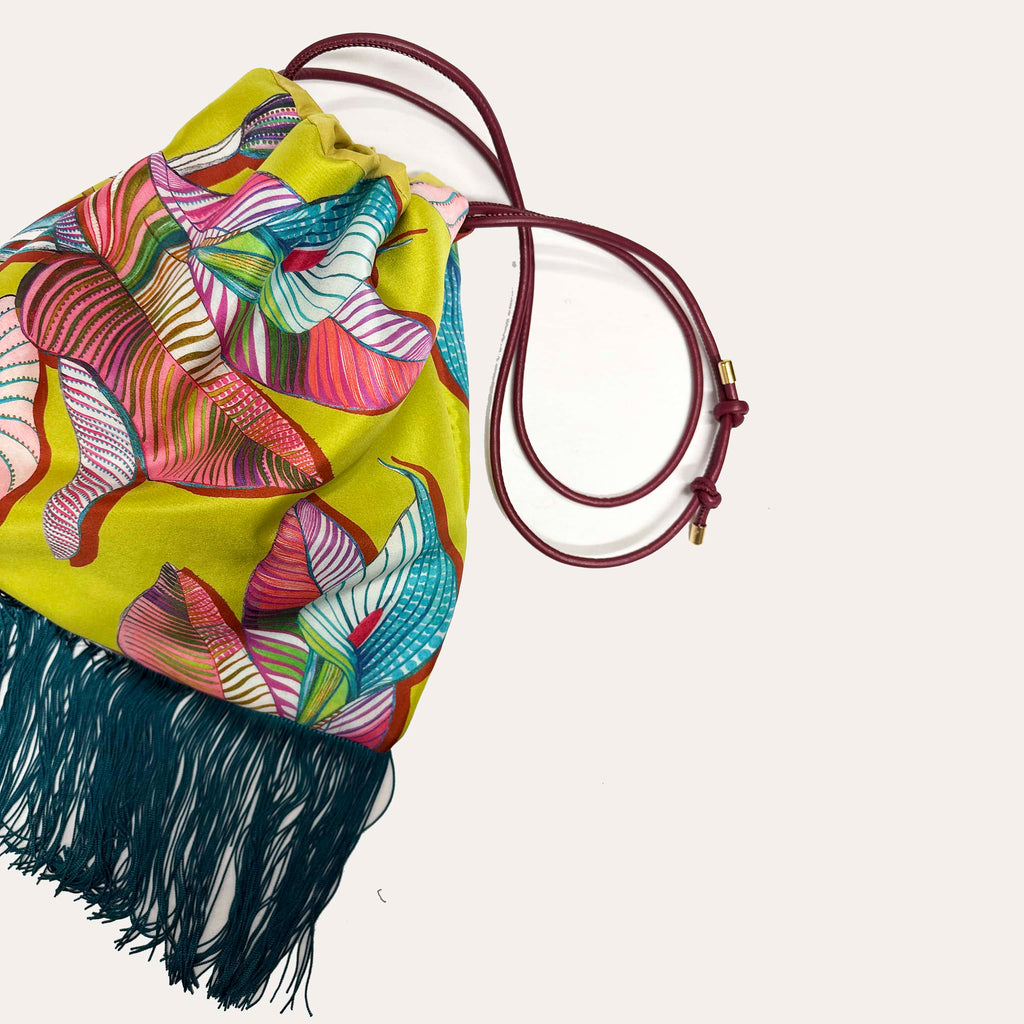 Elpis Large Mustard Luxury Silk Shoulder Handbag Eleni Malami