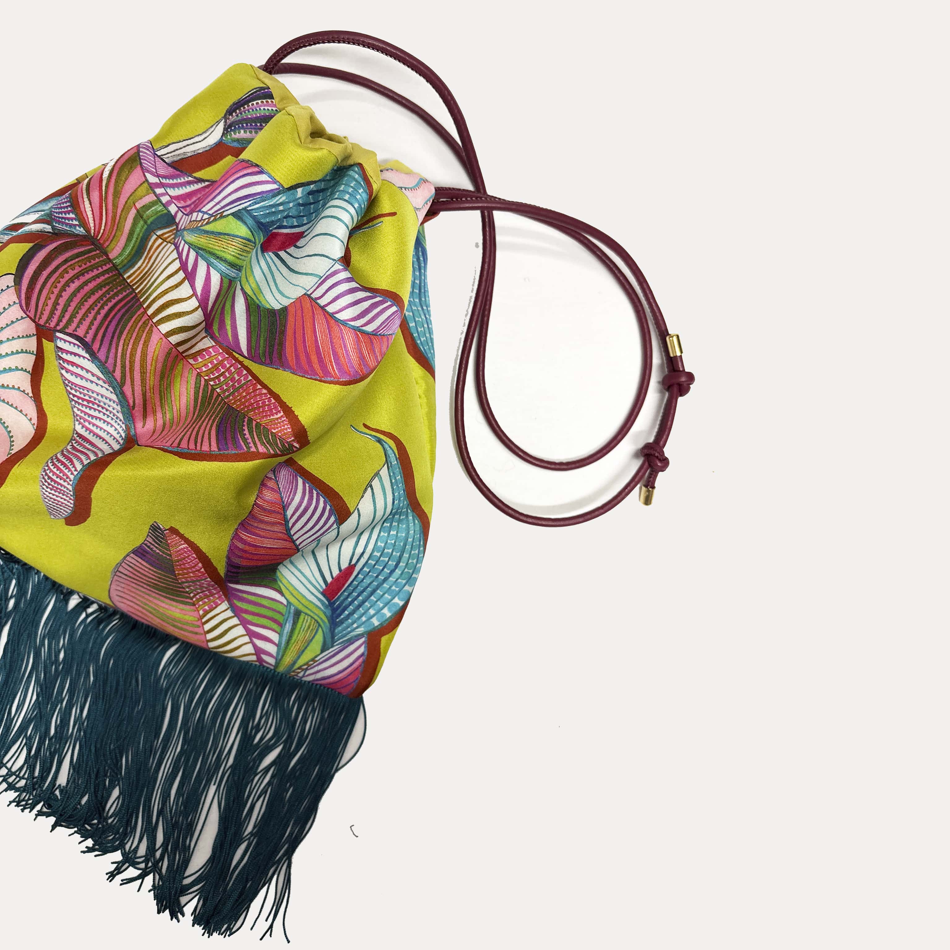 Elpis Large Mustard Luxury Silk Shoulder Handbag Eleni Malami