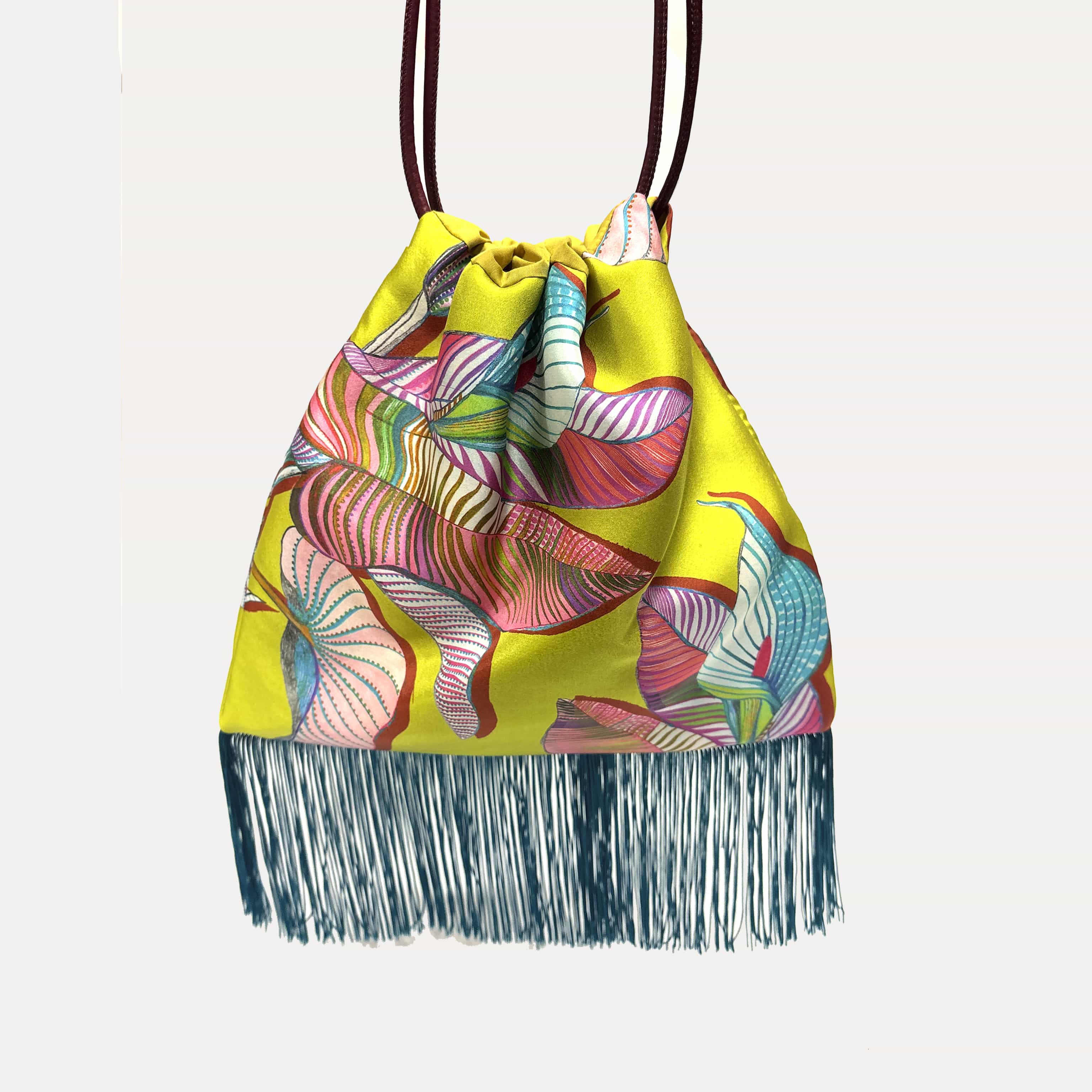 Elpis Large Mustard Luxury Silk Shoulder Handbag Eleni Malami