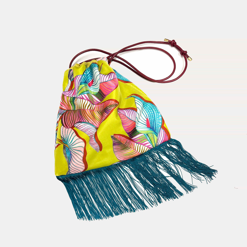 Elpis Large Mustard Luxury Silk Shoulder Handbag Eleni Malami