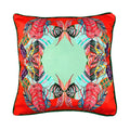 Luxurious Esperia Orange Cushion | Hand-Painted Wreath Print Eleni Malami