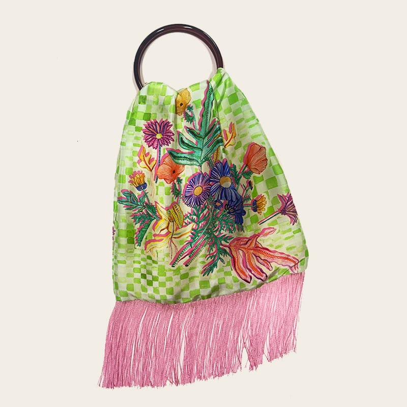 Euphoria Lime Large Silk Luxury Handbag Eleni Malami