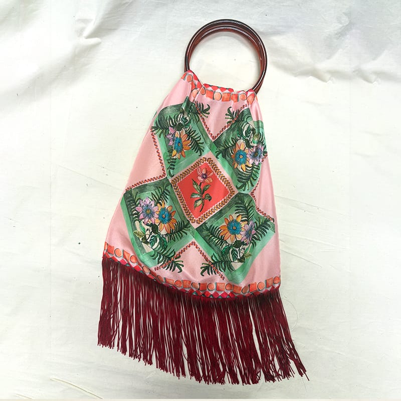 Faidra Peach Large Silk Luxury Handbag Eleni Malami