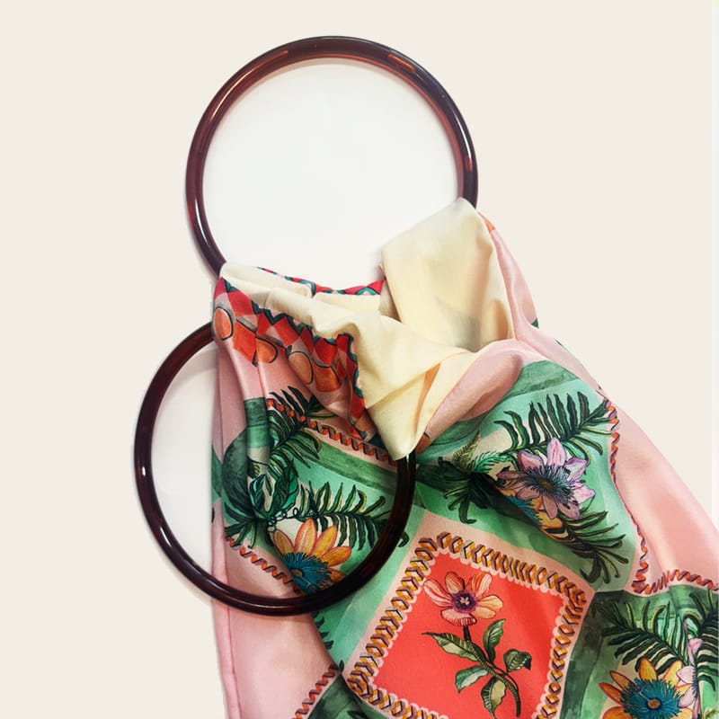 Faidra Peach Large Silk Luxury Handbag Eleni Malami