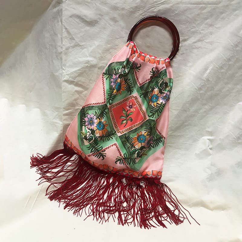 Faidra Peach Large Silk Luxury Handbag Eleni Malami