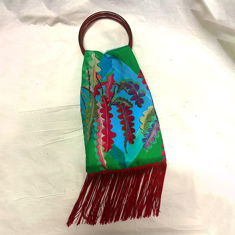 Fern Green Silk Luxury Handbag Eleni Malami