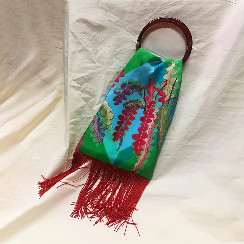 Fern Green Silk Luxury Handbag Eleni Malami
