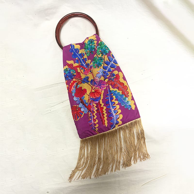 Geranium Magenta Silk Luxury Handbag Eleni Malami