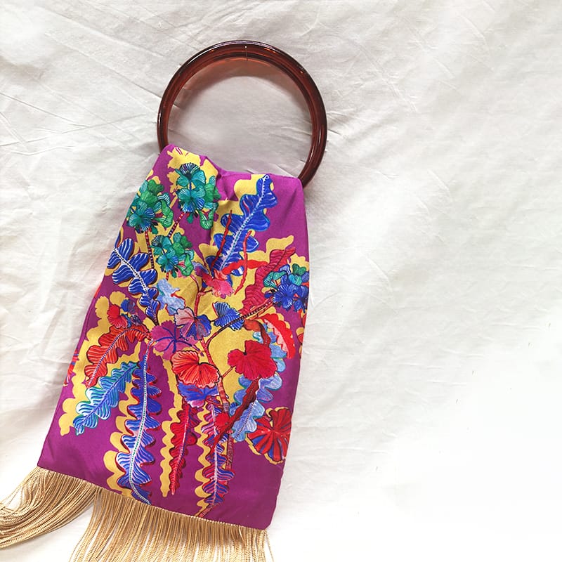 Geranium Magenta Silk Luxury Handbag Eleni Malami