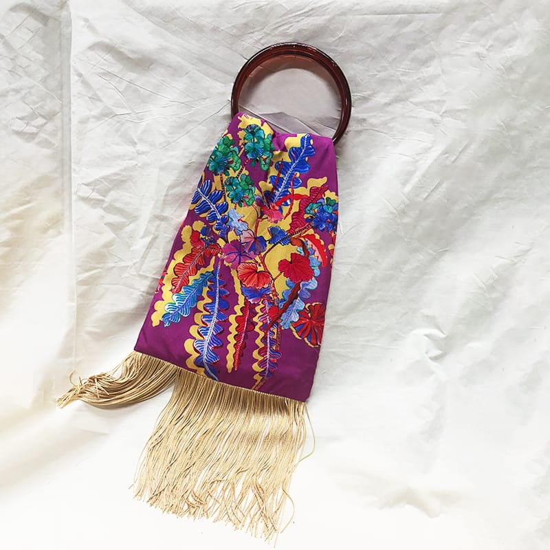 Geranium Magenta Silk Luxury Handbag Eleni Malami