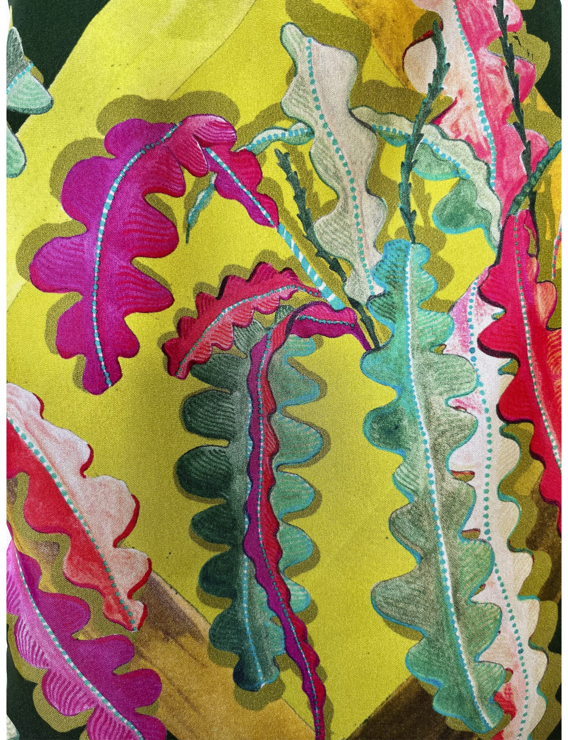 Fern Forest & Lime Silk Luxury Fringe Handbag Handbbag Eleni Malami