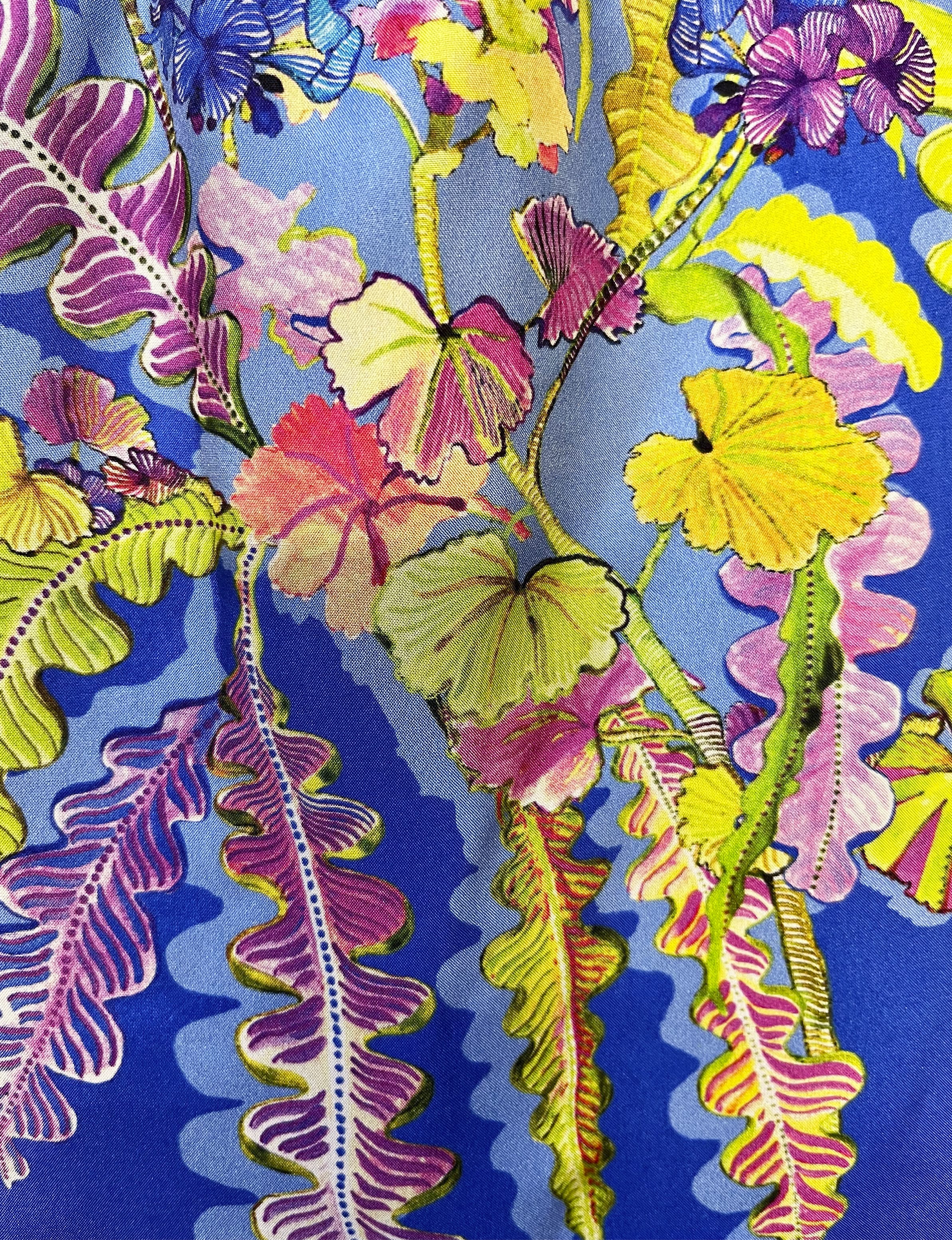 Geranium Cobalt & Lime Silk Luxury Fringe Handbag Handbbag Eleni Malami