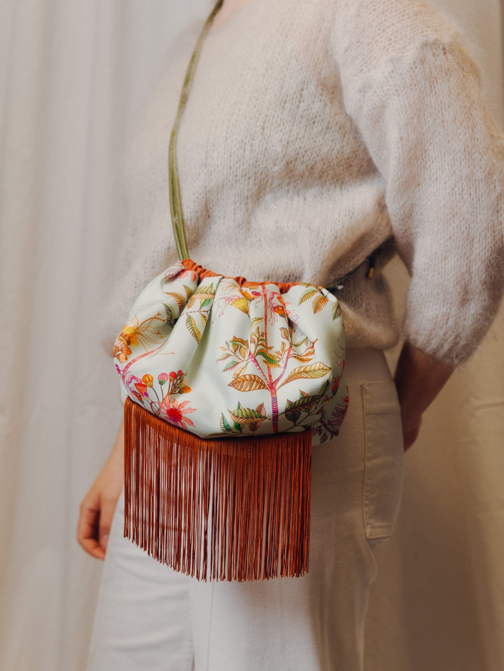 Ioli Pale Aqua Cross Body Luxury Silk Handbag Eleni Malami