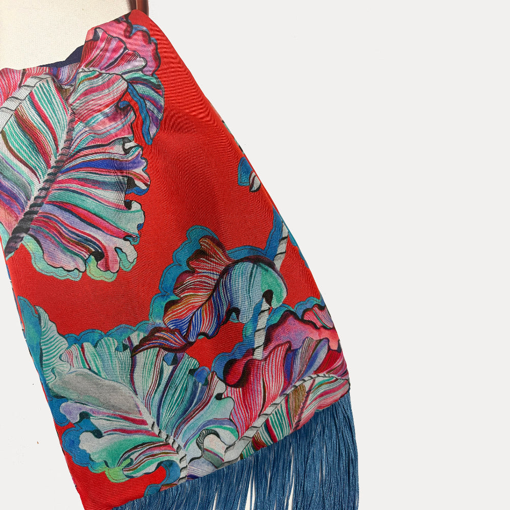 Ioli Red & Ciel Silk Luxury Handbag Eleni Malami