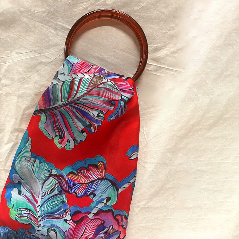 Ioli Red & Ciel Silk Luxury Handbag Eleni Malami