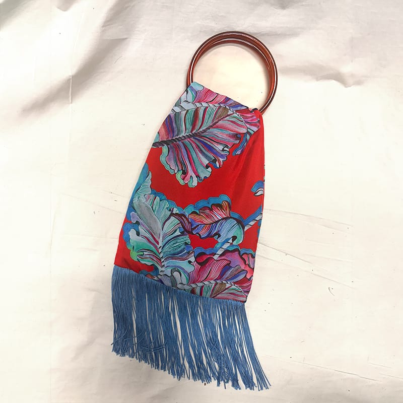 Ioli Red & Ciel Silk Luxury Handbag Eleni Malami