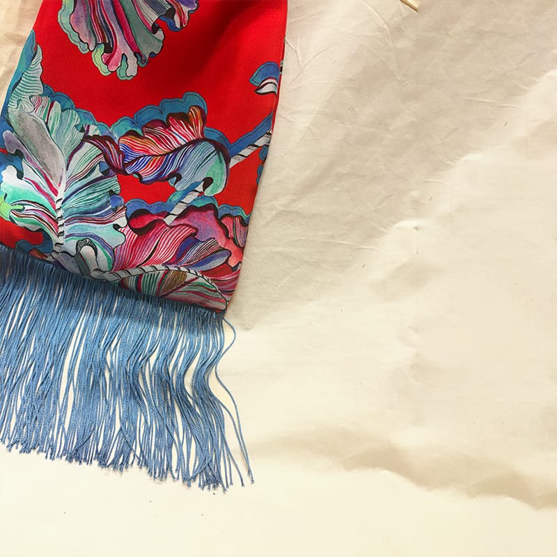 Ioli Red & Ciel Silk Luxury Handbag Eleni Malami