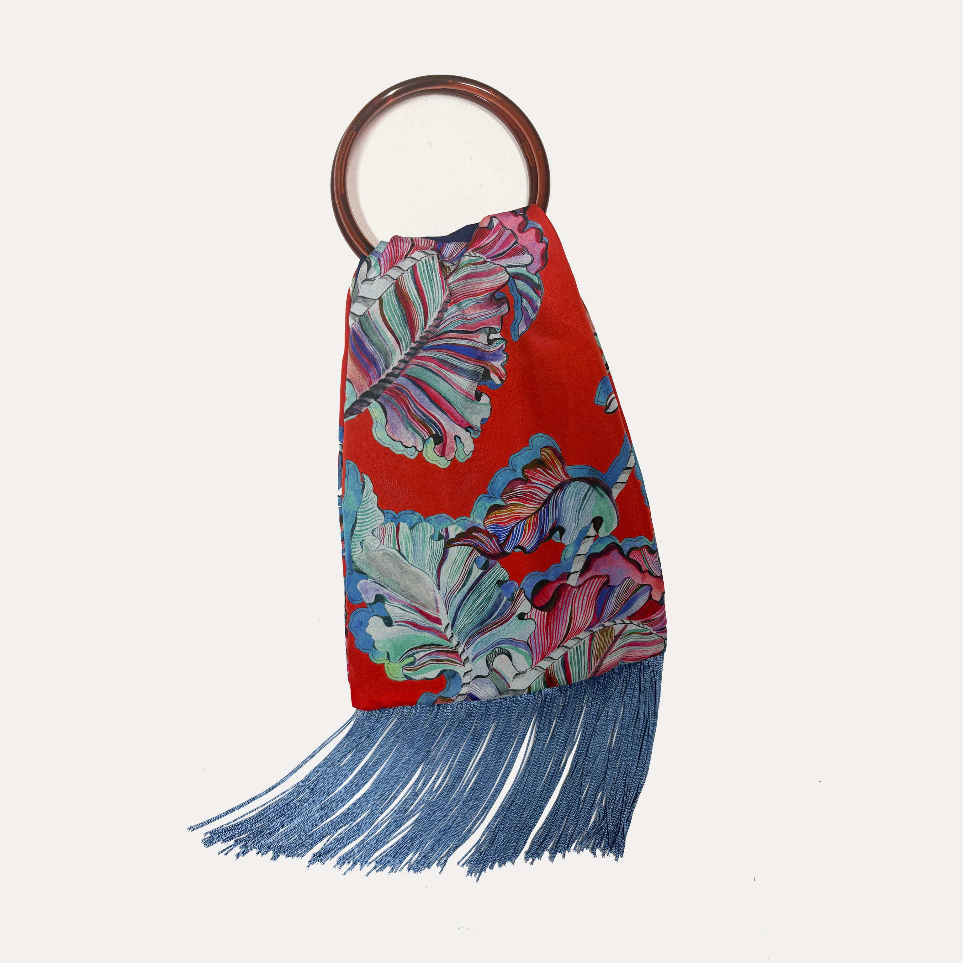 Ioli Red & Ciel Silk Luxury Handbag Eleni Malami