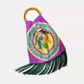 Margarita Purple Large Silk Luxury Handbag with Bamboo Handle Eleni Malami
