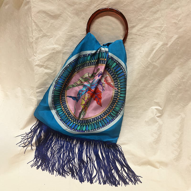 Margarita Turquoise Large Silk Luxury Handbag Eleni Malami