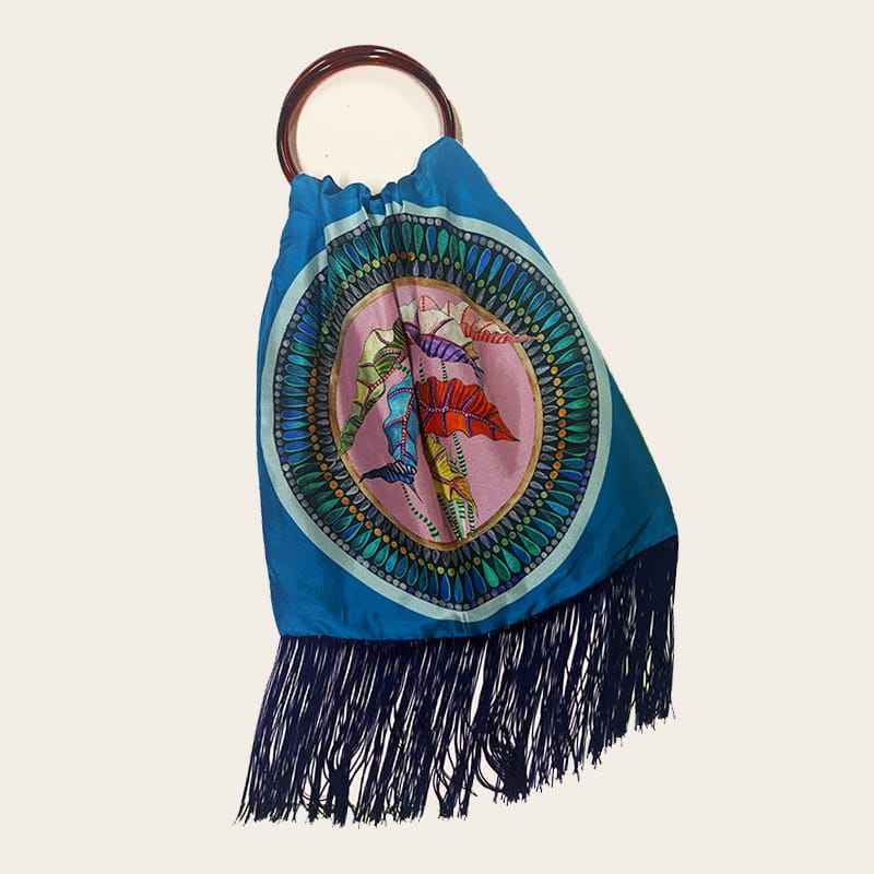 Margarita Turquoise Large Silk Luxury Handbag Eleni Malami