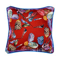 Marina Red Cushion - Luxury Handmade Feather Print Design Eleni Malami