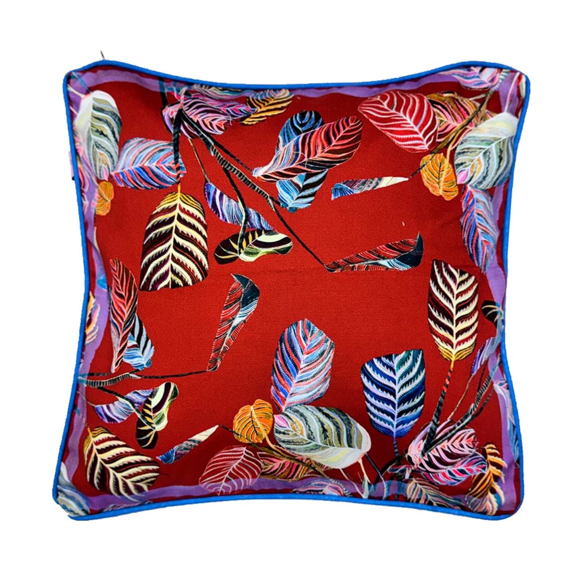 Marina Red Cushion - Luxury Handmade Feather Print Design Eleni Malami