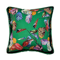Luxurious Marina Sage Cotton Sateen Cushion - Artistic Feather Print Eleni Malami