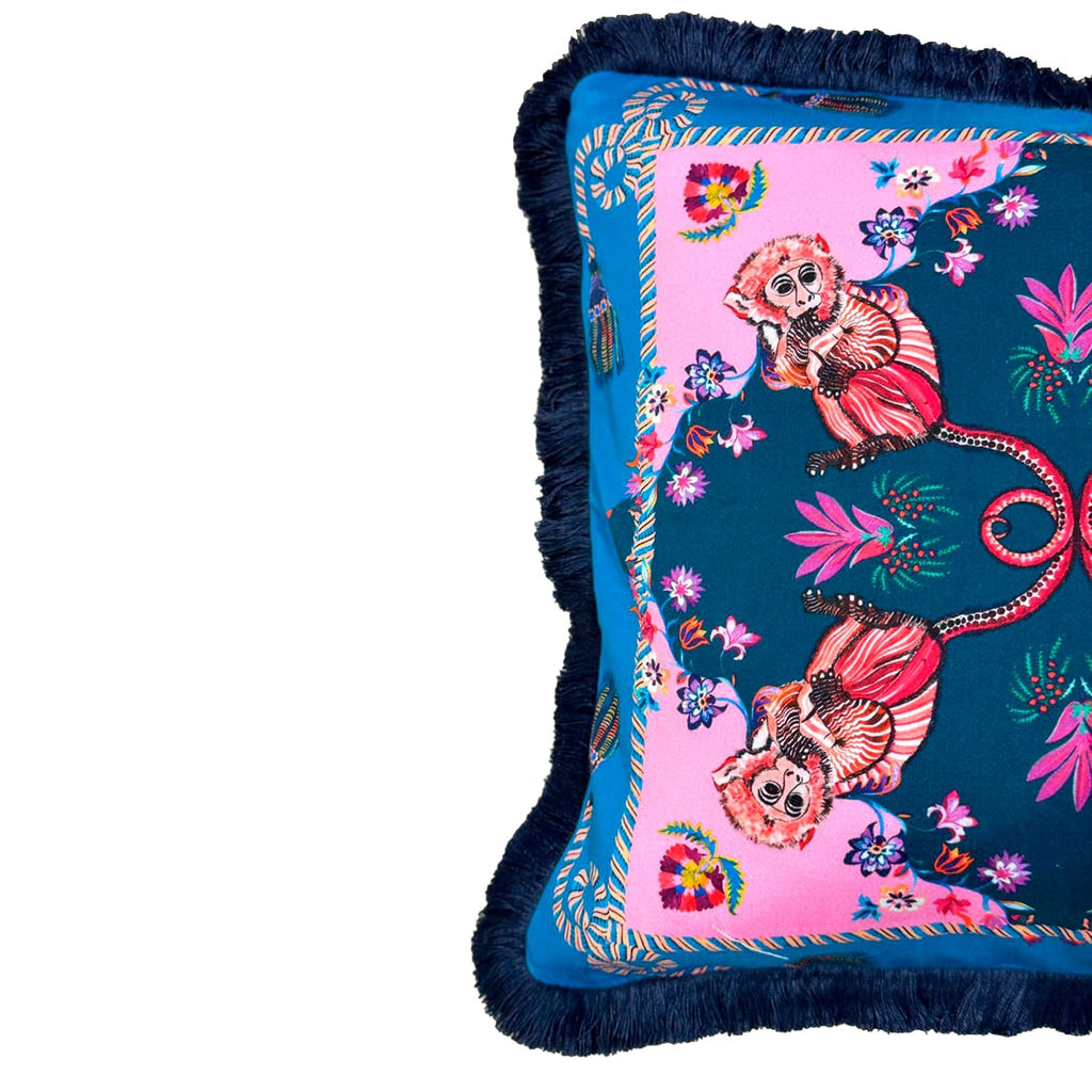 Exotic Monkey Cushion | Michelle Turquoise Throw Pillow Eleni Malami