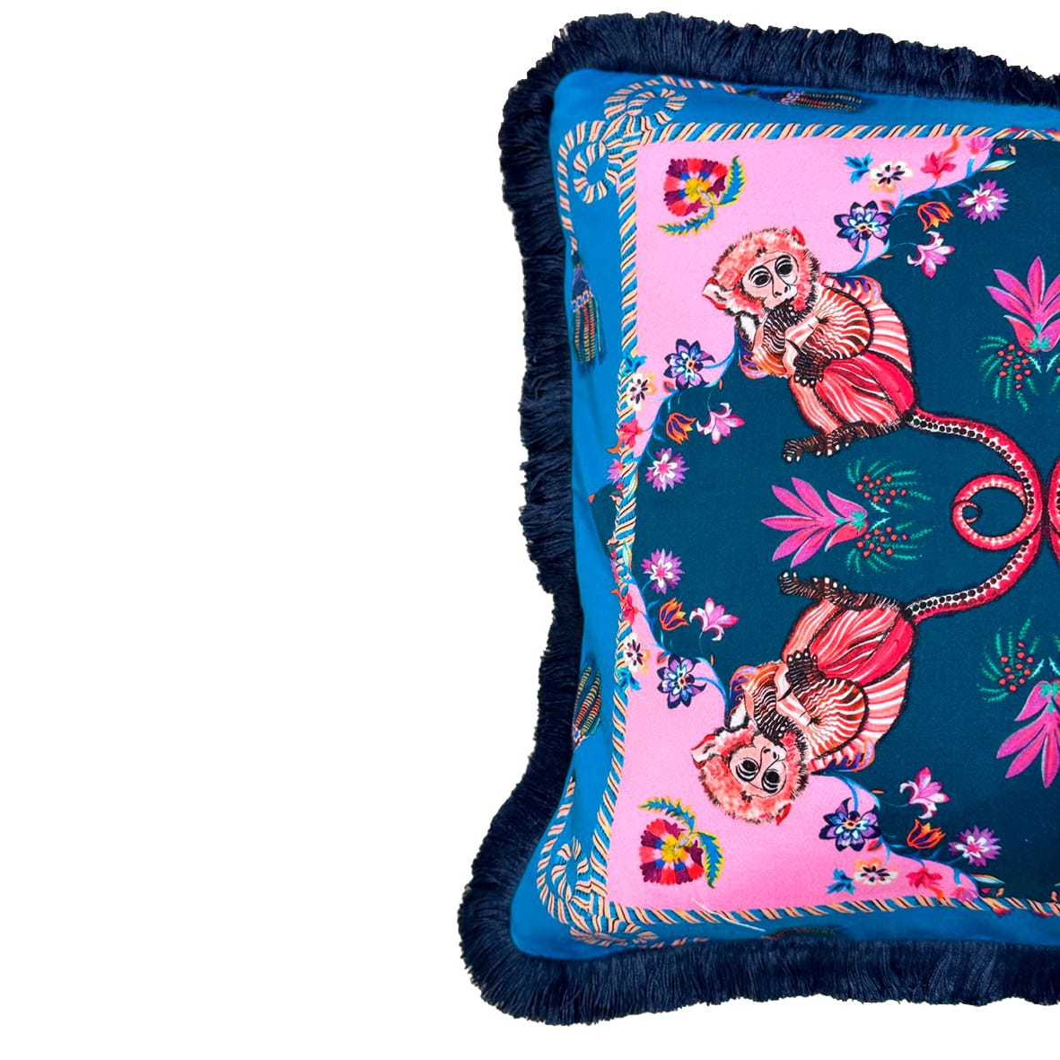 Exotic Monkey Cushion | Michelle Turquoise Throw Pillow Eleni Malami
