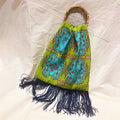 Myrine Olive Large Silk Luxury Handbag with Bamboo Handle Eleni Malami