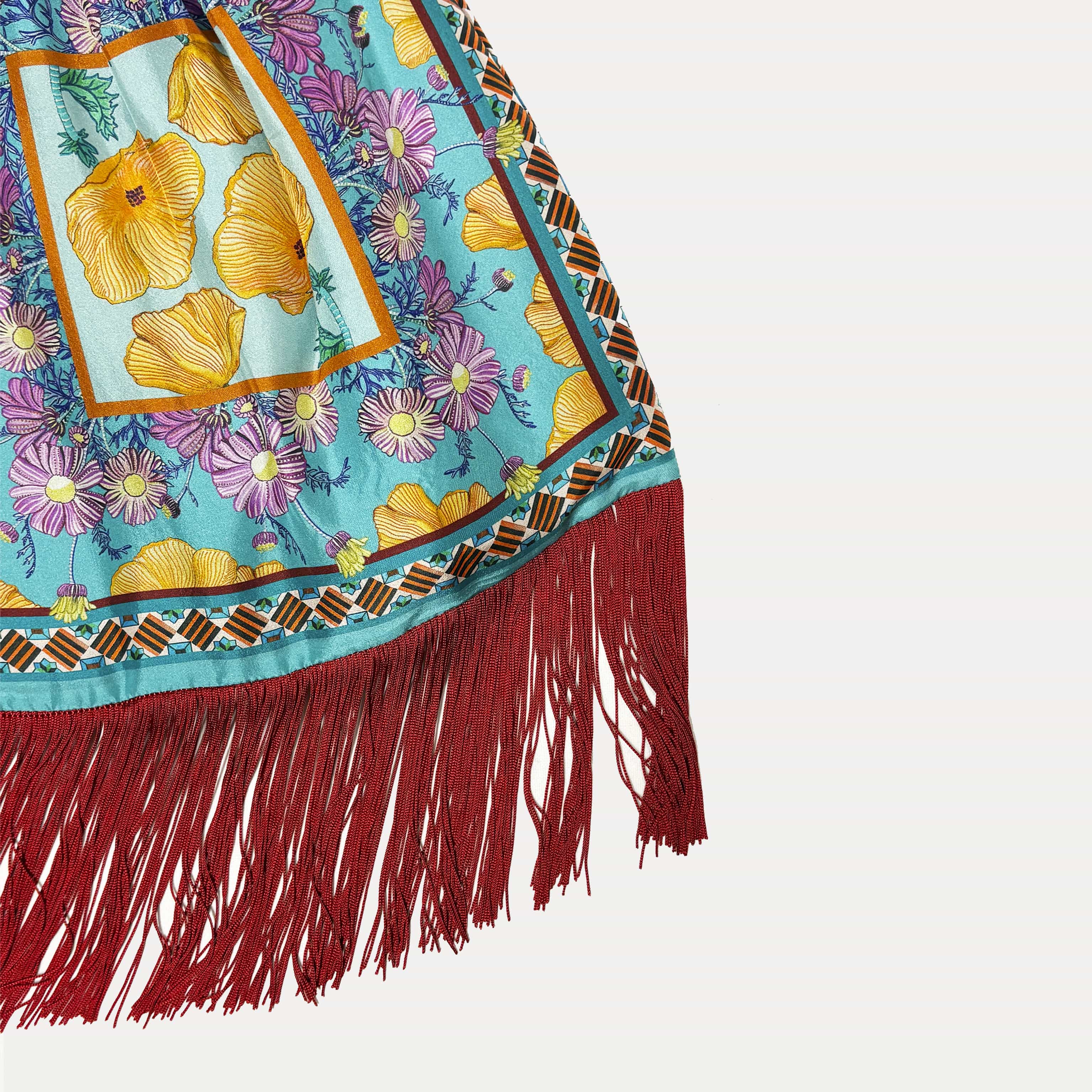 Poppy Aegean Blue Large Silk Luxury Handbag Eleni Malami