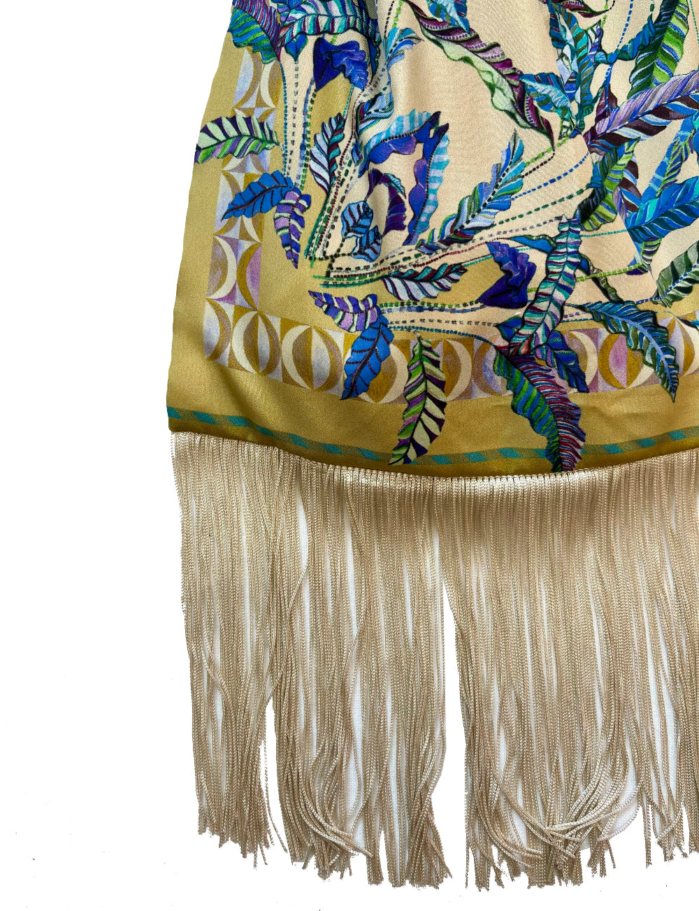 Sappho Gold and Cream Large Silk Luxury Fringe Handbag Eleni Malami