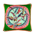 Sappho Green Cushion - Luxury Handmade Tropical Print Eleni Malami