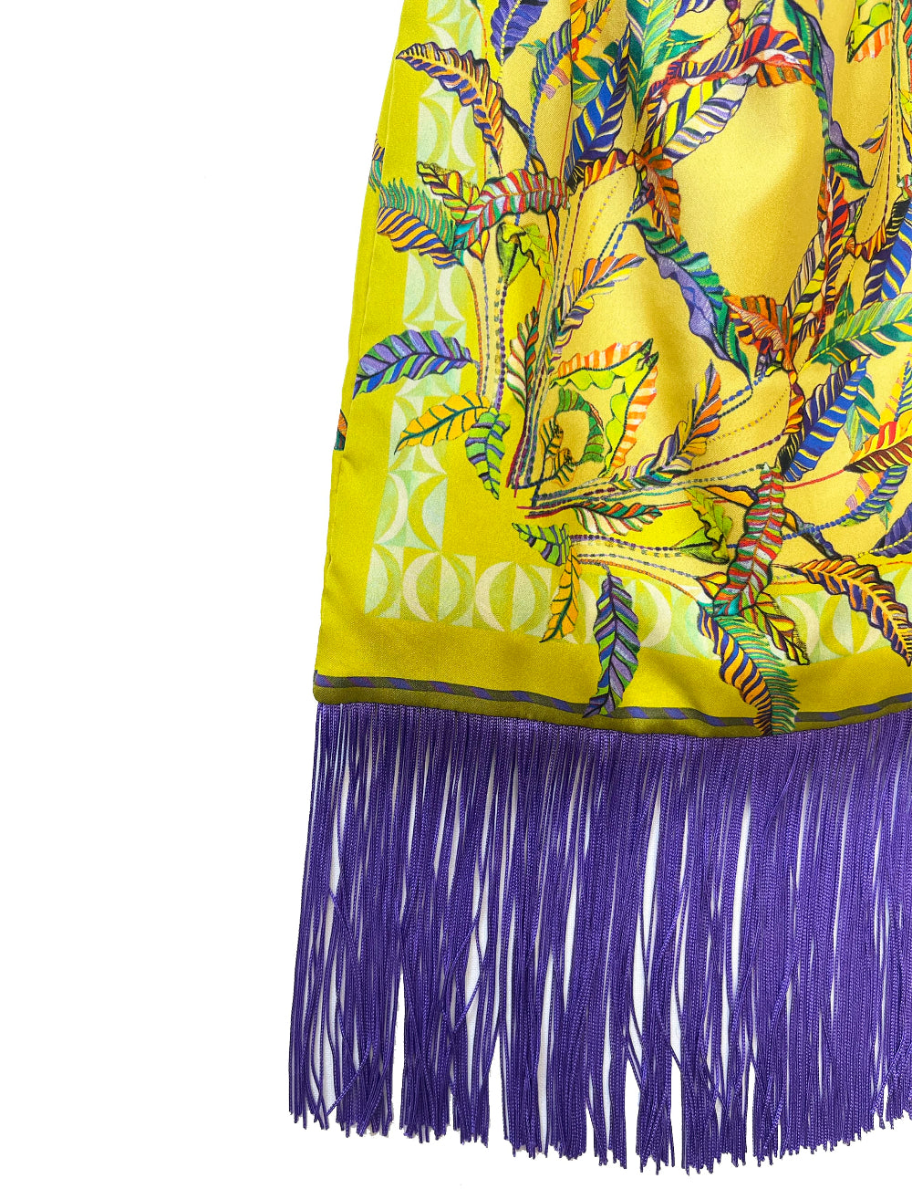 Sappho Lemon & Purple Large Silk Luxury Fringe Handbag Eleni Malami