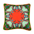 Sappho Orange & Green Cushion - Luxury Handmade Botanical Print Eleni Malami