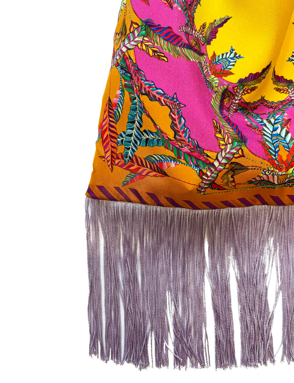 Sappho Orange & Lavender Large Silk Luxury Fringe Handbag Eleni Malami