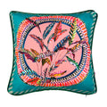 Sappho Turquoise Cushion - Luxury Handmade Tropical Print Eleni Malami