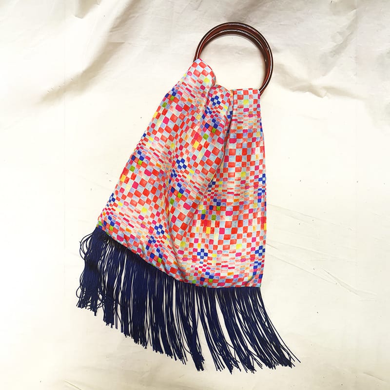 Talia Colourful Large Silk Luxury Handbag Eleni Malami
