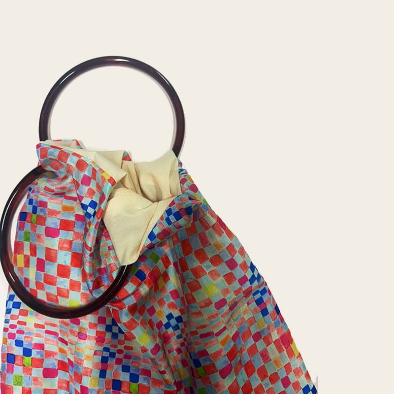 Talia Colourful Large Silk Luxury Handbag Eleni Malami