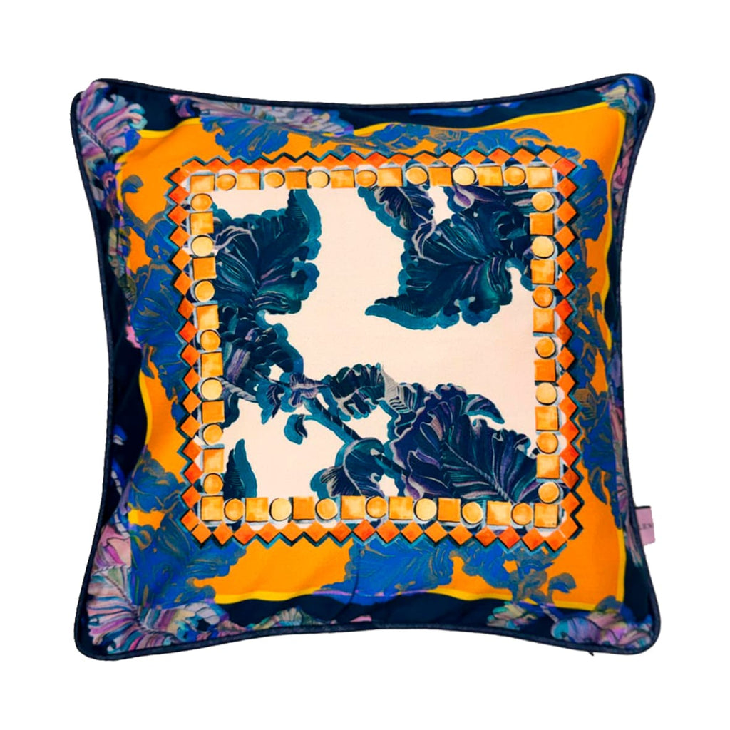 Luxurious Thea Navy Cushion Cover | Geometric Botanical Print Eleni Malami