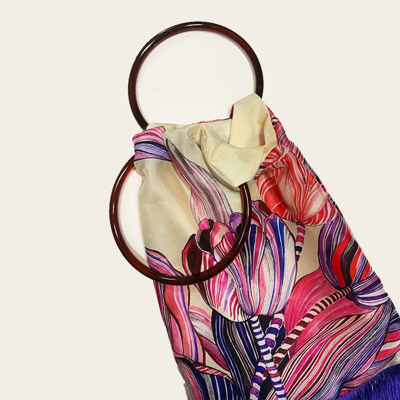Tulip Cream Silk Luxury Handbag Eleni Malami