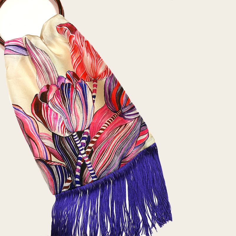 Tulip Cream Silk Luxury Handbag Eleni Malami