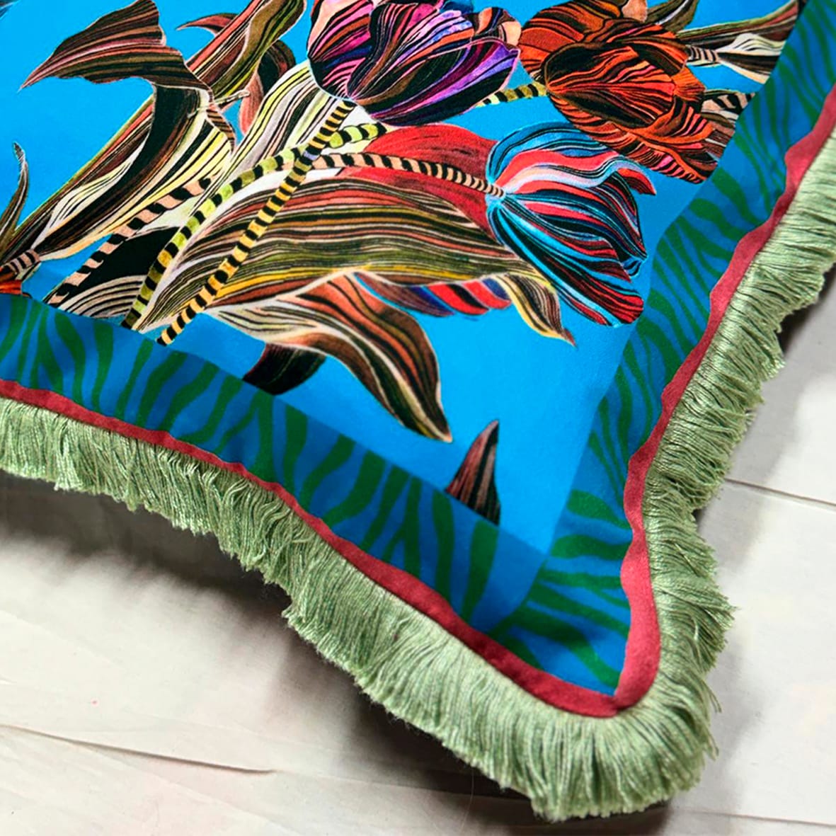 Tulipa Ciel Cushion - Luxury Handmade Tassel Fringe Pillow Eleni Malami