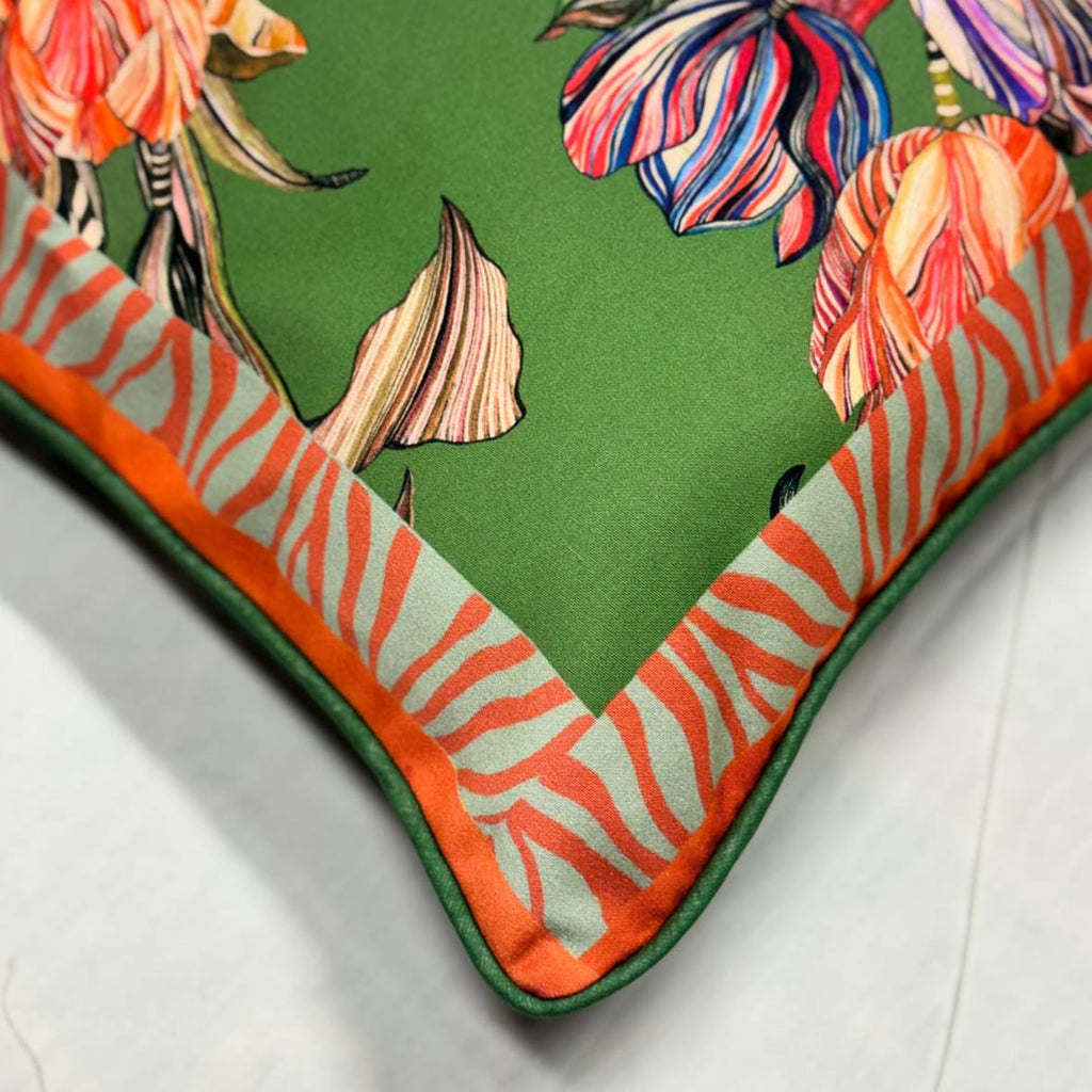 Tulipa Sage Cushion Cover - Luxury Handmade Floral Print Eleni Malami