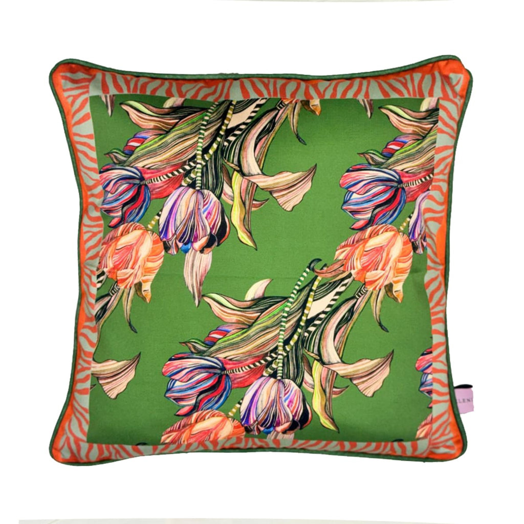 Tulipa Sage Cushion Cover - Luxury Handmade Floral Print Eleni Malami